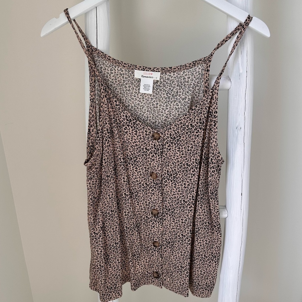Urban Romantics Leopard Print Button Front Tank Top Blouse Size Large